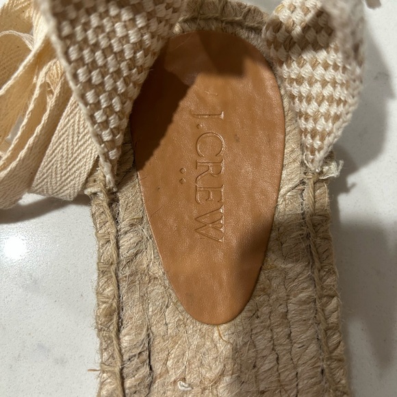 J. Crew Dorsey Lace up Cream Canvas Espadrille Flats - Picture 3 of 12